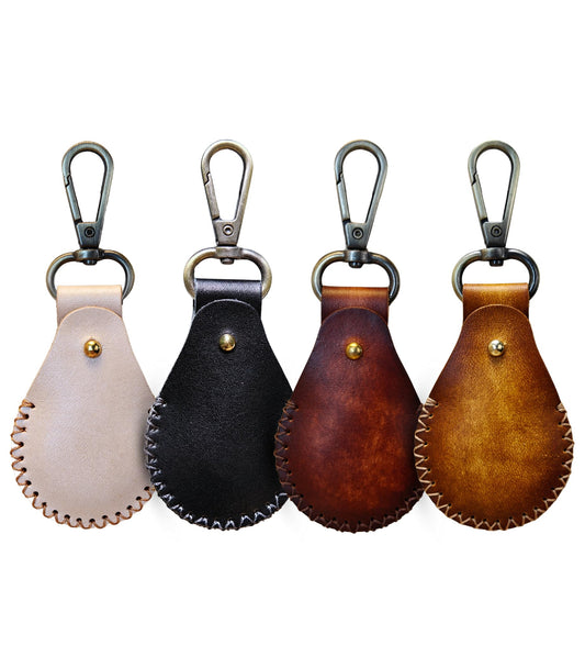 ALEACAR Premium Handcrafted Leather AirTag Keychain Holder for Apple AirTags, 4 Pack Air Tag Case for Keys, Luggage & Pets, 360° Rotating Metal Key Chain, Hidden Design, Full Protection (4 Color Set)