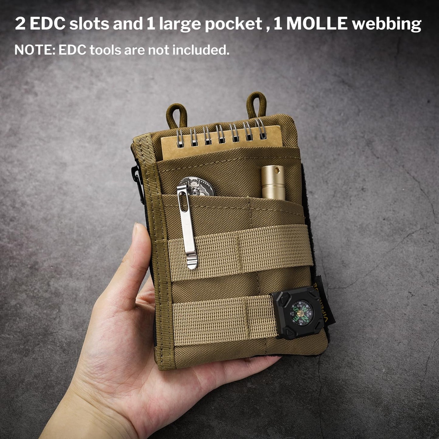 VIPERADE VE18 EDC Pouch, Pocket Organizer for Men, EDC Pocket Organizer, 3 Slots with 2 Zipper Pockets, Multitool Pouch