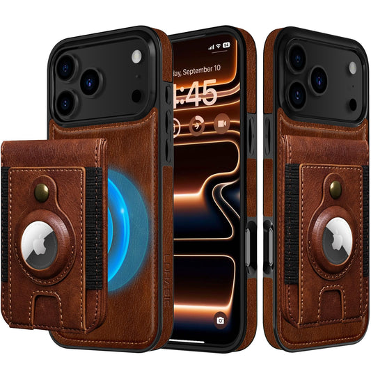 LOHASIC for iPhone 17 Pro Max Wallet Case, Magnetic Detachable Credit Card Holder Slot with RFID Blocking Cases Kickstand Compatible with Magsafe 6.9 inch, Dark Brown