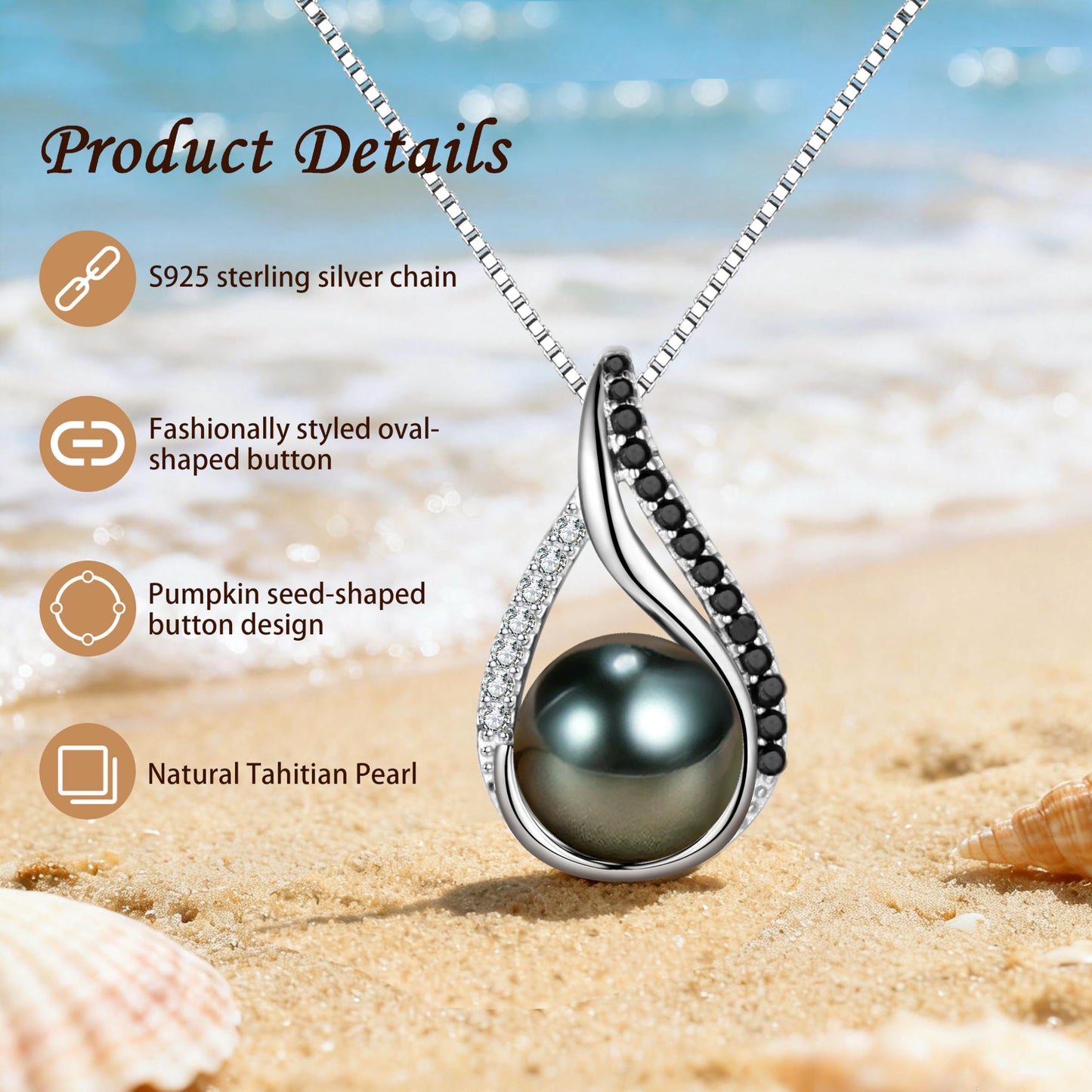 NONNYL Valentines Gifts For Women Her -Wife- Mothers Day Gifts-Real Tahitian-Pearl-Necklace, Anniversary Birthday Gifts for Wife Christmas - Companion Necklace For Women Luxury Fine Jewelry