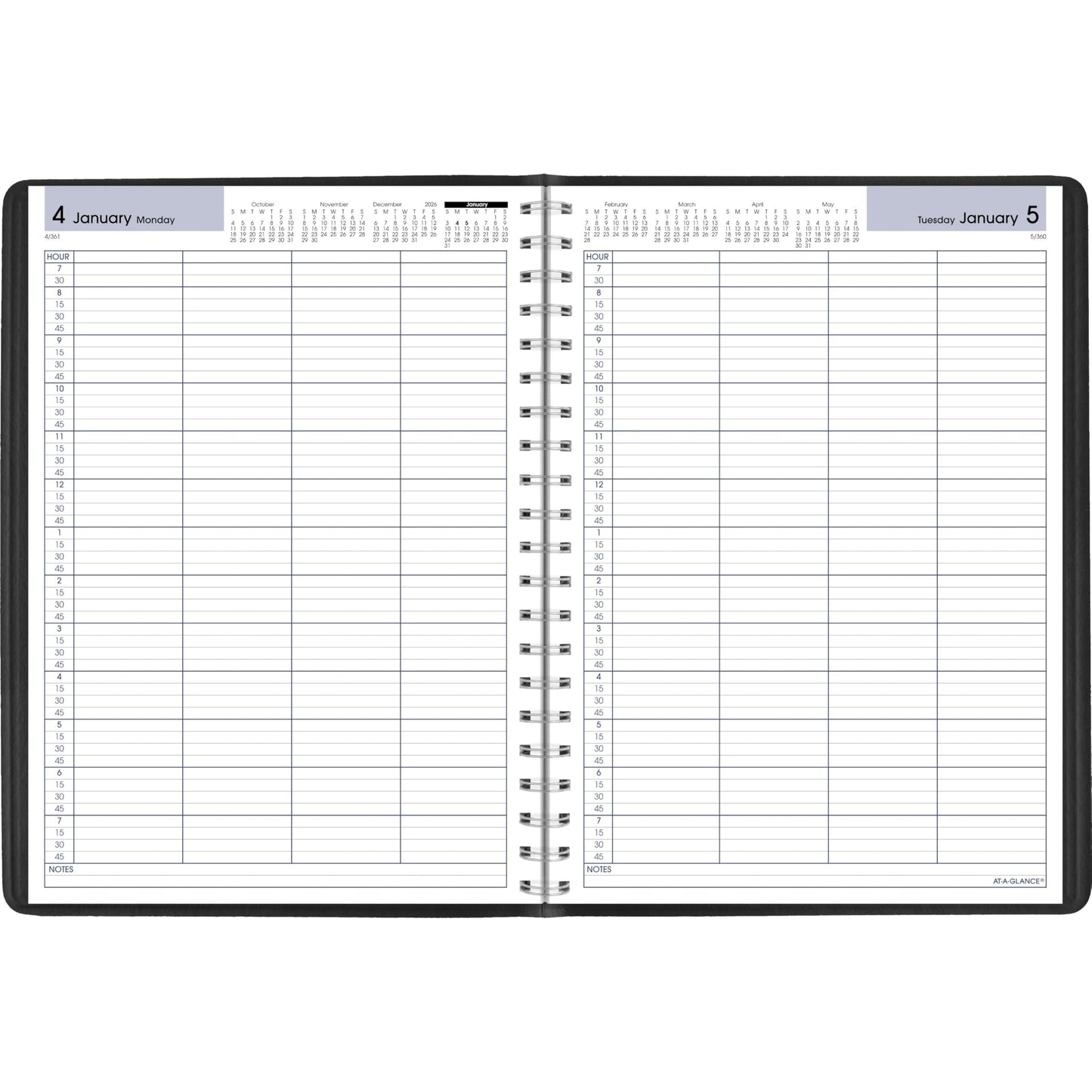 AT-A-GLANCE 2027 Appointment Book Planner, Daily Group Planner, 8" x 11", Four Person, Quarter-Hour, DayMinder, Black (G5600027)