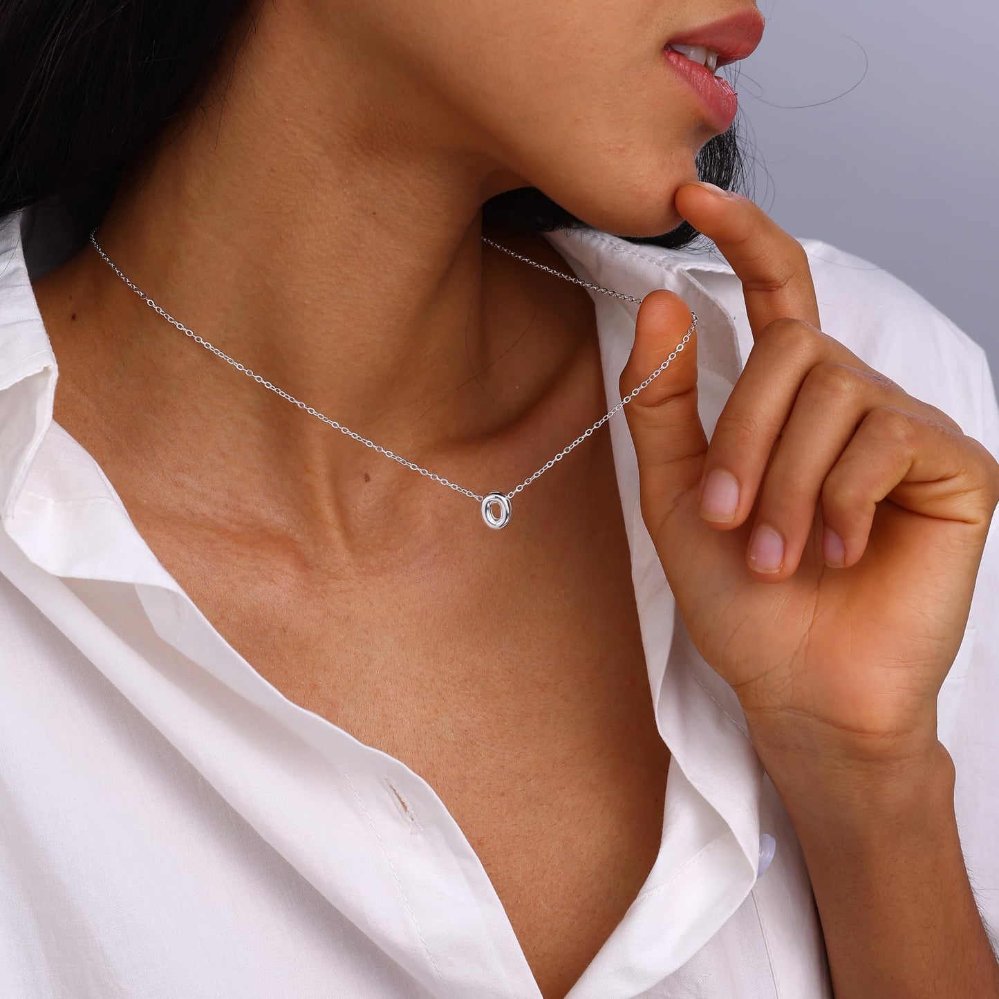 CUEZIY Bubble Silver Letter Necklace Initial Necklaces for Women Dainty Personalized Charm Pendant Name Necklace Cute Non Tarnish Fashion Accessories Teen Gift Trendy Stuff Silver Jewelry Gifts