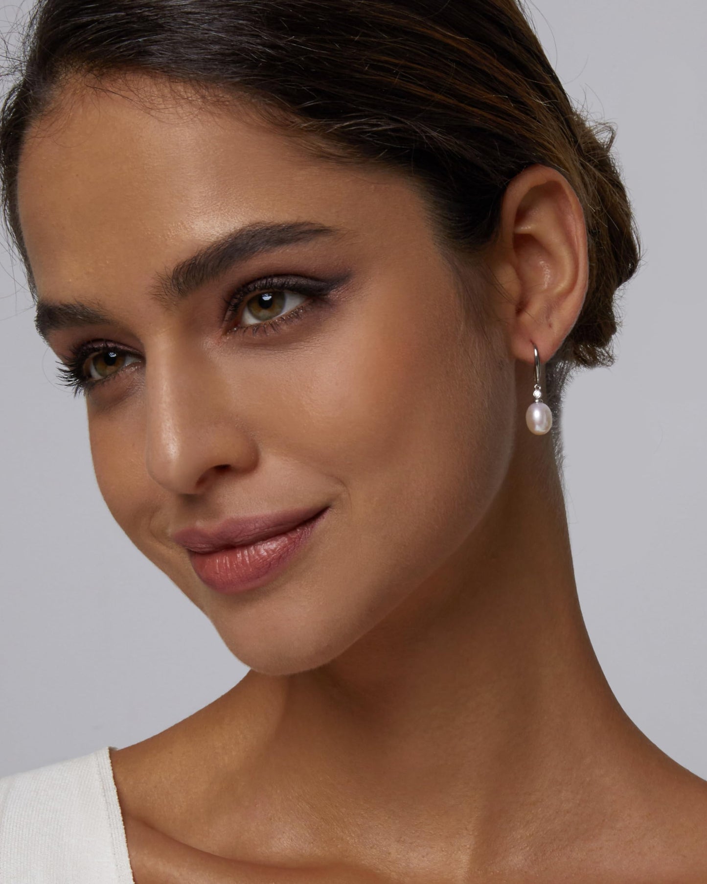 Michooyel 925 Sterling Silver Freshwater Cultured Pearl Dangle Drop Earrings for Women AAA+ Quality 8mm White Pearl Earrings Cubic Zirconia Jewelry for Women