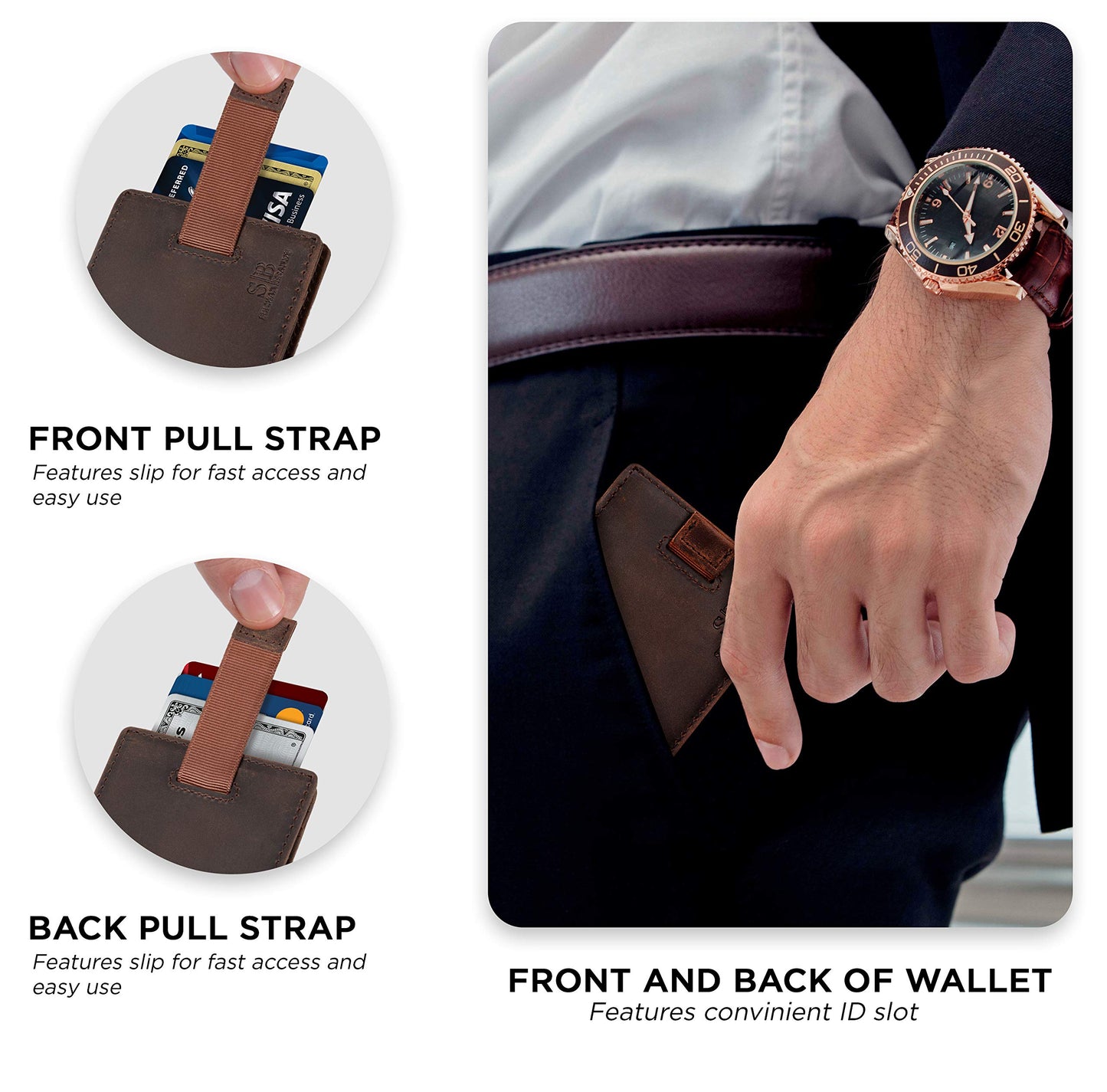 RFID Blocking Slim Money Clip Wallet – Leather Bifold Front Pocket Minimalist Mens Wallet with Money Clip for Men, Small Credit Card Holder Wallet - Travel Wallet with Gift Box