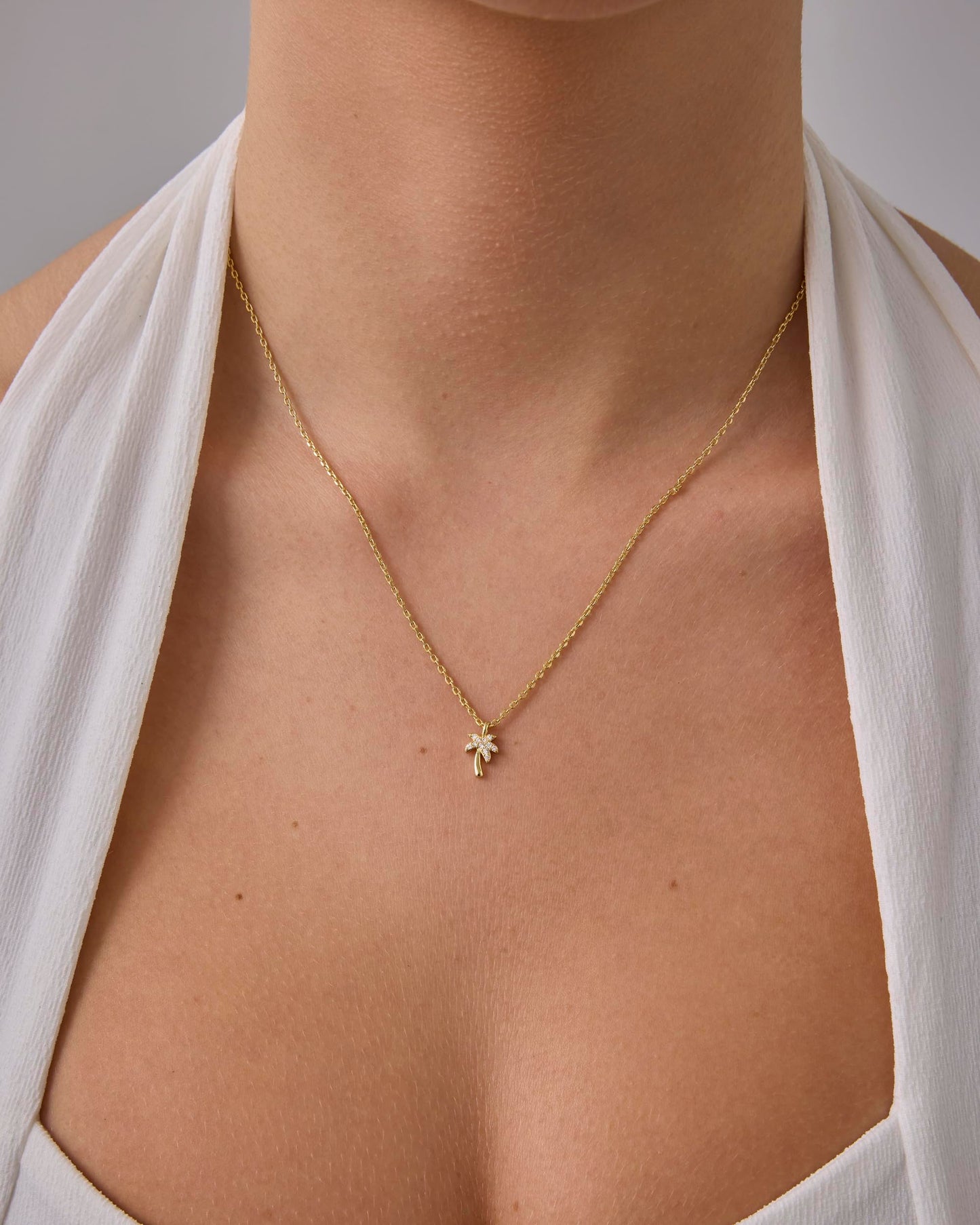 PAVOI 14K Yellow Gold Plated Palm Tree Pendant Necklace for Women with Cubic Zirconia | Tropical Chain Necklace