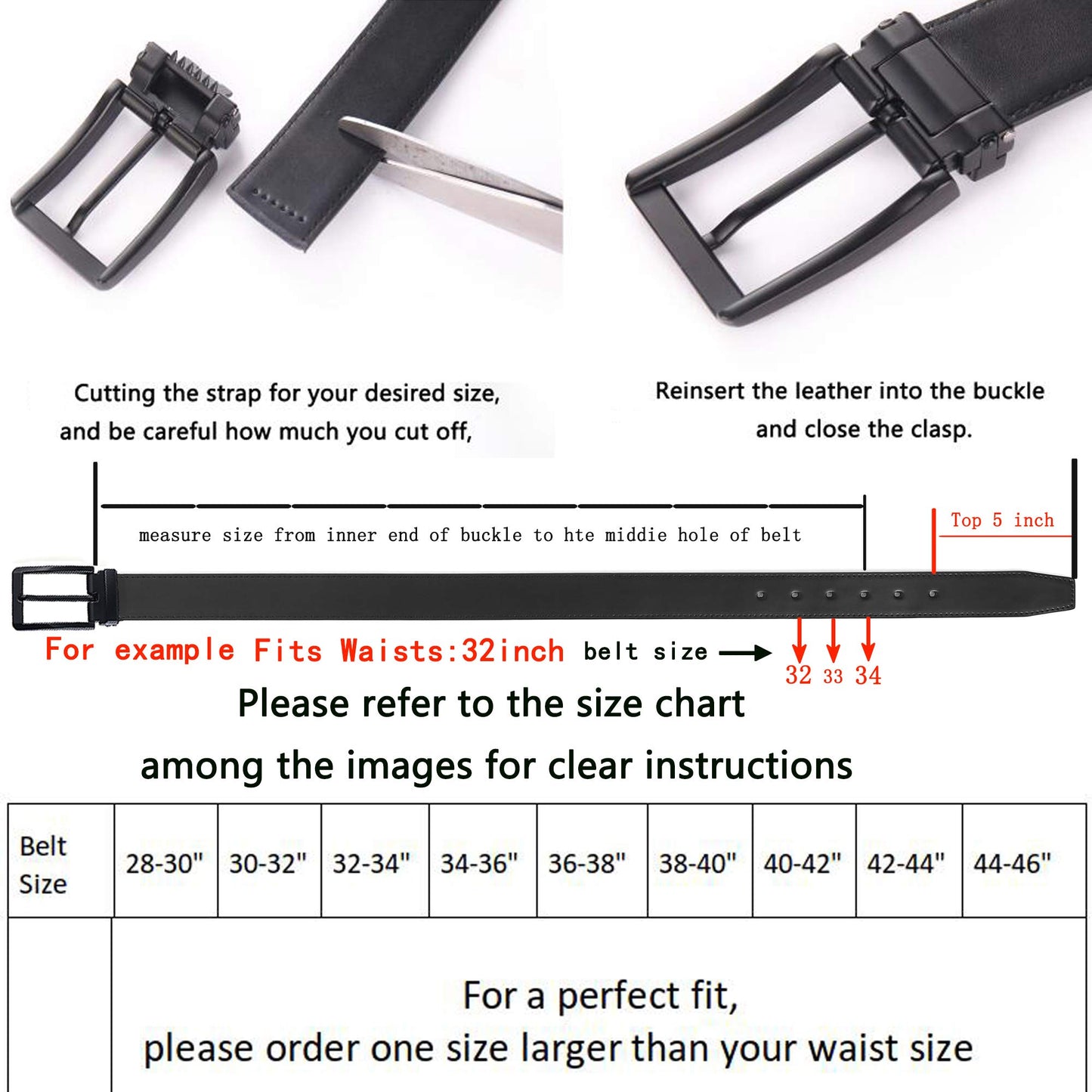 Weifert Men's Dress Belt Black Leather Belts for Jeans (28-30, Black2)