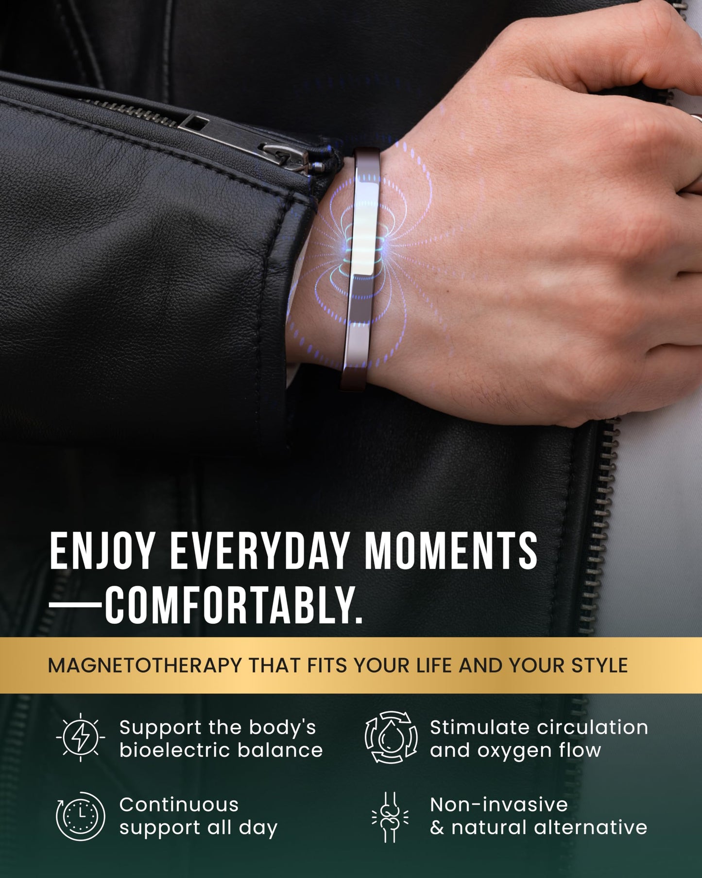 MagnetRX® Magnetic Bracelets for Men & Women - Elegant Bangle Men’s Cuff - Golf/Tennis Elbow & Balance, Stainless Steel Magnetic Bracelets for Women (Polished Silver | Small)