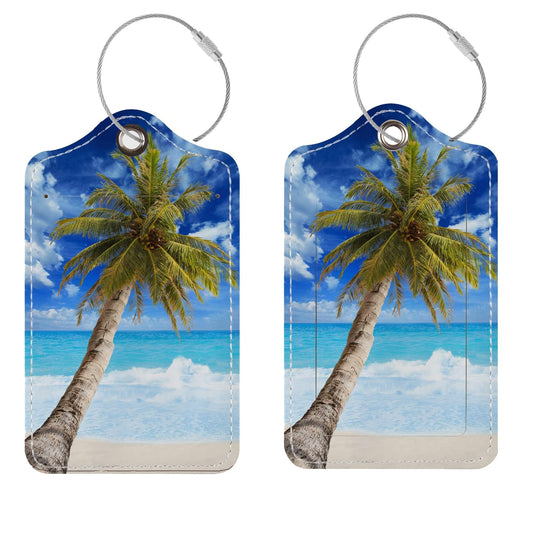 Luggage Tags for Suitcases, 2 Pack Cute PU Leather Suitcase Tag Identifiers TSA Approved with Stainless Steel Loop and Address Card for Baggage Tag for Cruise Airport Travel Essentials by Chelmon