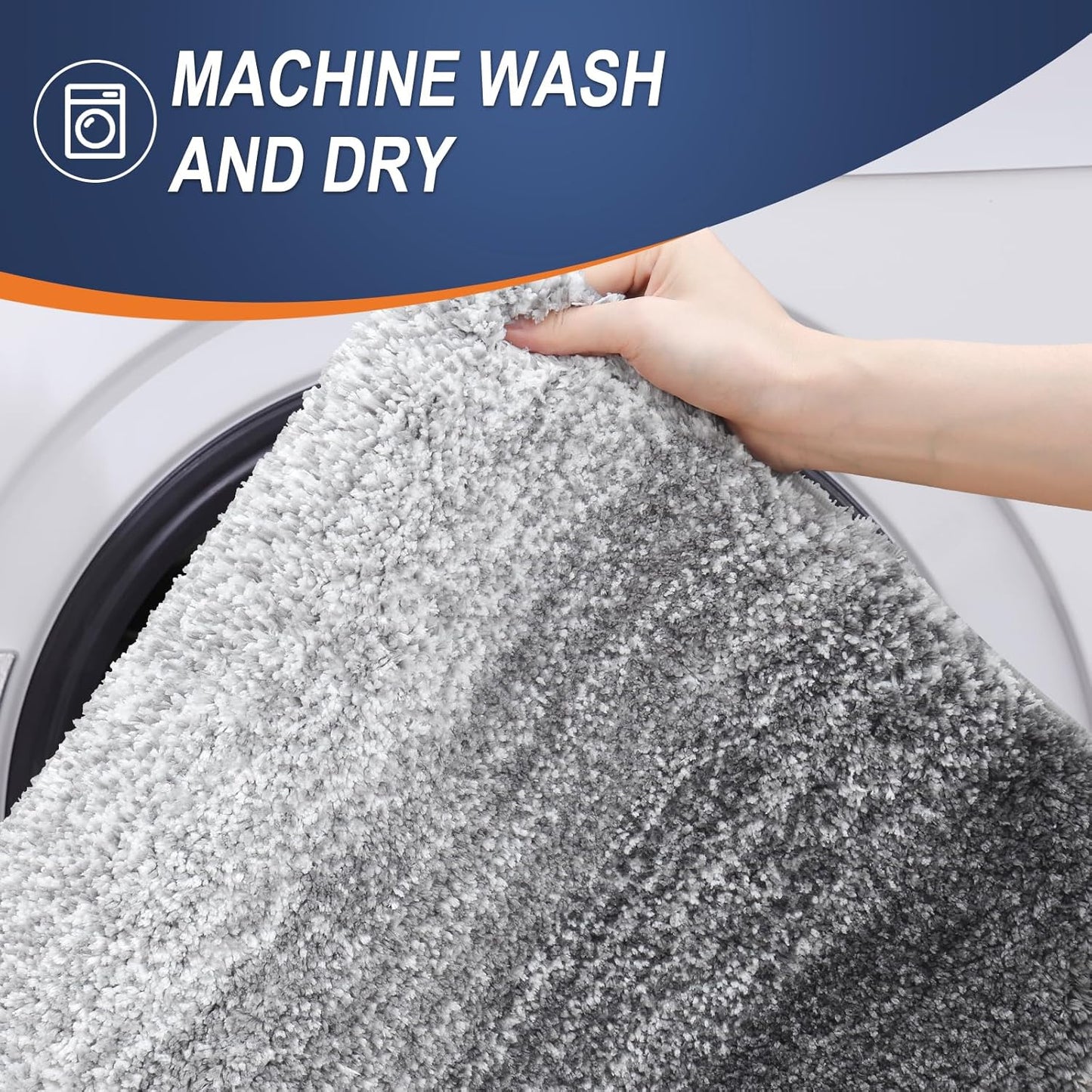 OLANLY Bathroom Rug Set - Soft Absorbent Microfiber Bath Mats & U-Shaped Toilet Rug | Non-Slip, Grey (24"x16" + 24"x20")