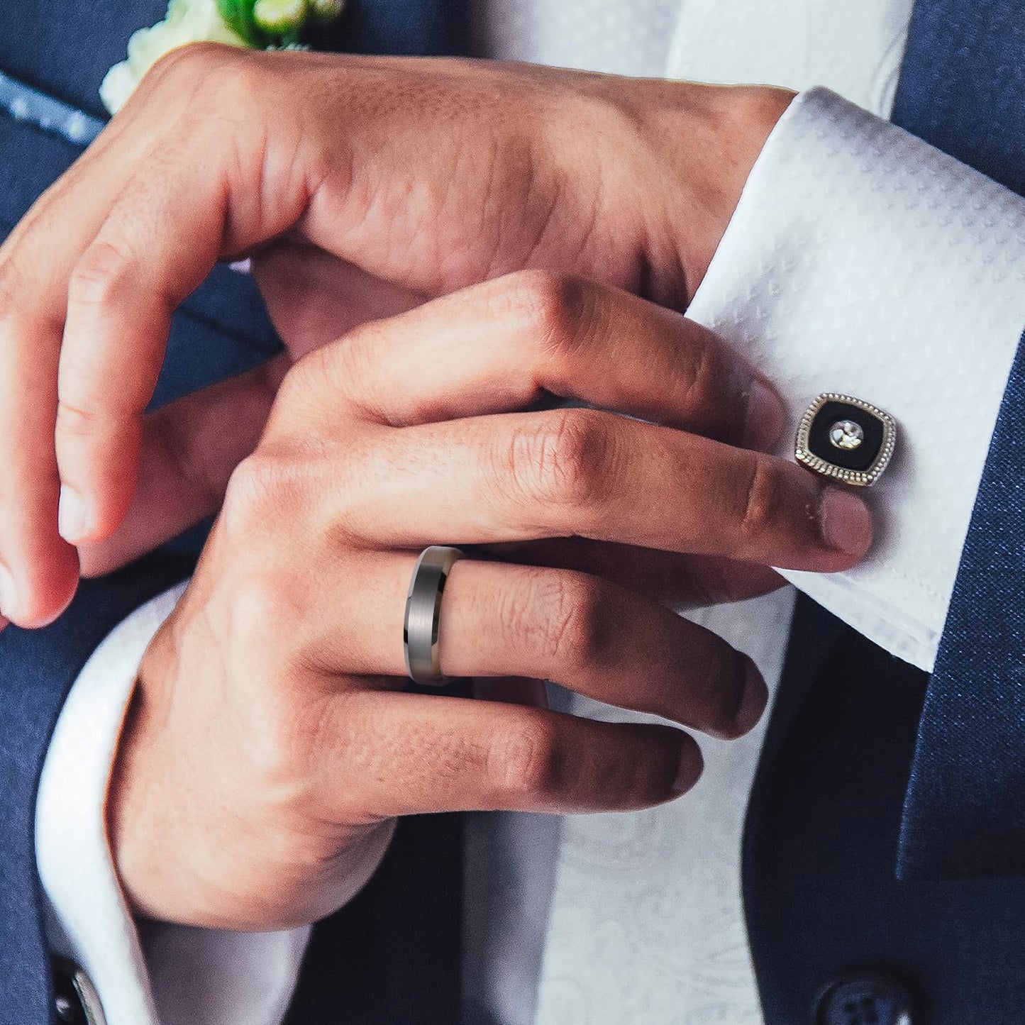 King Will 6mm Men's Gunmetal Gray Wedding Ring - Brushed Matte Surface, Beveled Polished Edge, Comfort Fit Size 12