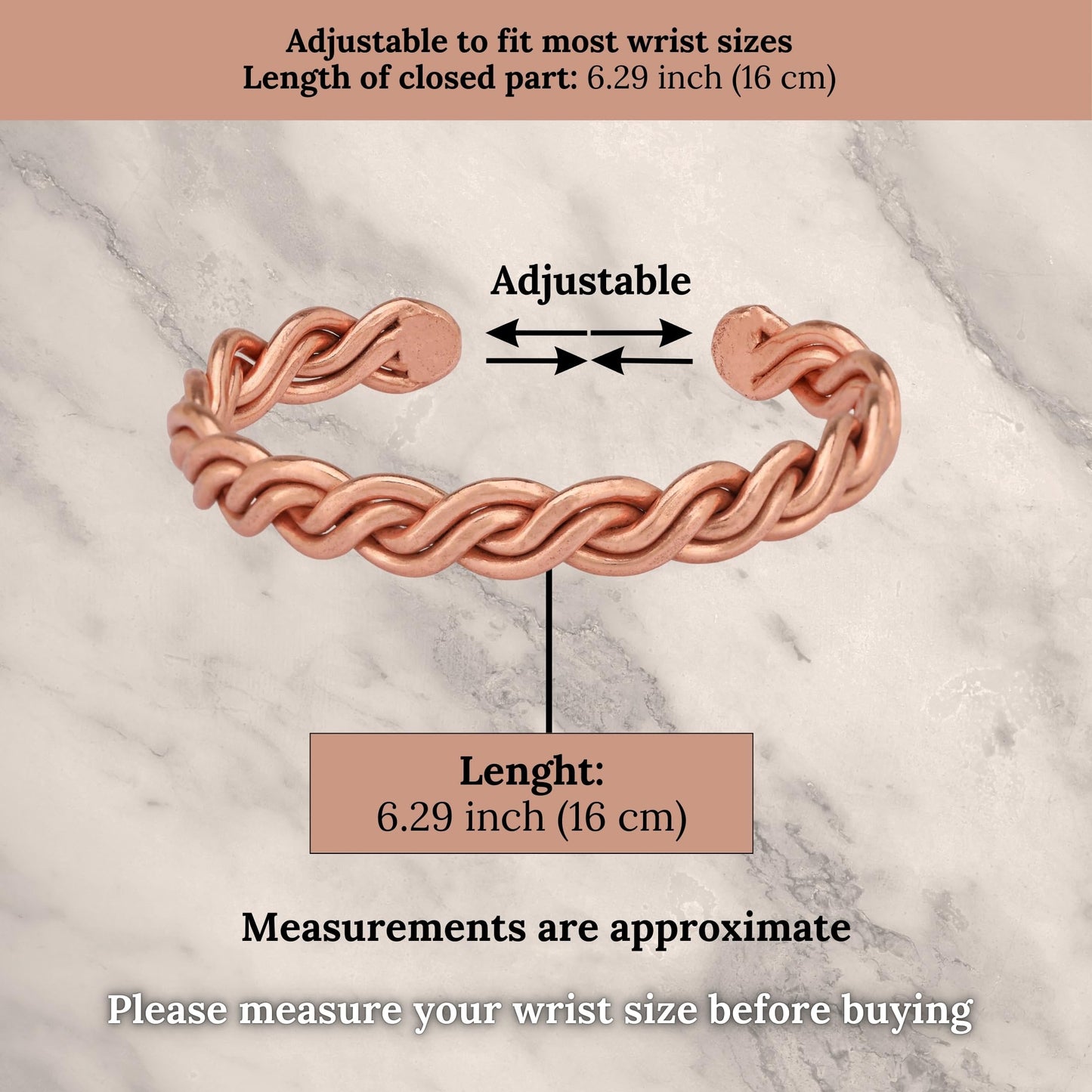 tunarts Handmade Elegant Copper Bracelet for Women and Men-Pure Copper Bracelet for Pain Relief-Adjustable,Thickest,Twisted Copper Wire Bracelet (red helix-small)