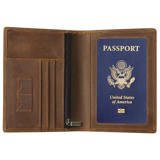 Ringsun Leather Passport Cover for Men Women, RFID Passport Wallet Case Travel Passport Holder for Family