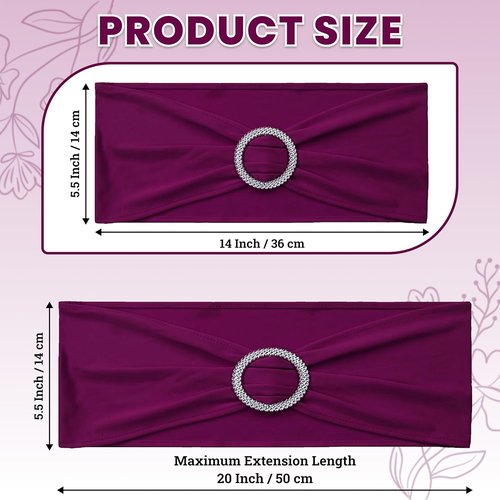 MDS Spandex Chair Sashes - Premium Stretch Covers with Buckle Slider | Universal Fit for Weddings & Events - Eggplant