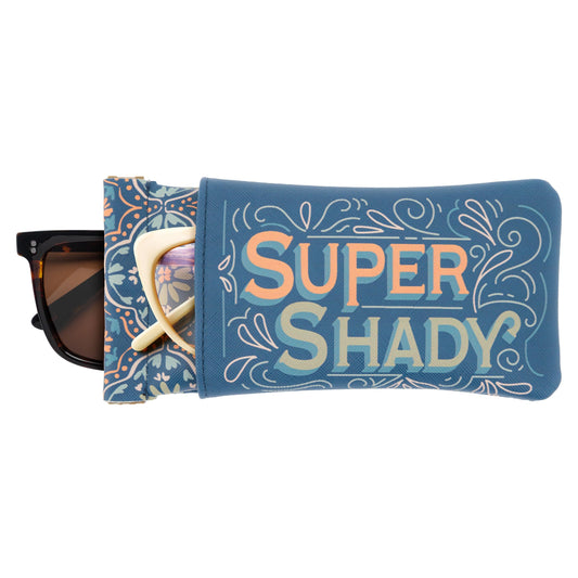 Karma, Double Eyeglass Case, Glasses Case Soft with Sewn Cleaning Cloth, Leather Eyeglasses Pouch Sunglasses Case For Women Men, Super Shady