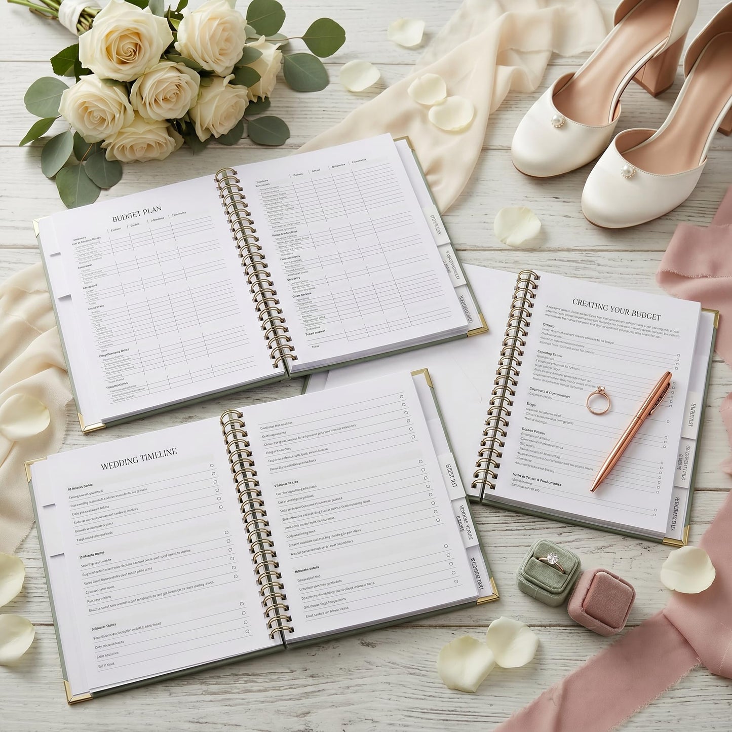 Beautiful Wedding Planner Book and Organizer - Perfect for Detailed Planning Of Your Big Day - Unique Engagement Gift for Newly Engaged Couples, Future Brides and Grooms