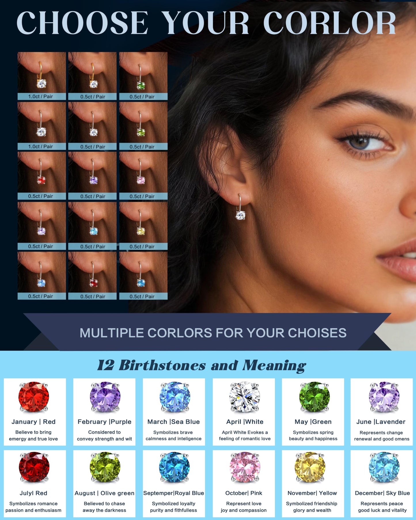 Blahanna Moissanite Earrings,1.0ct D Color Brilliant Round Cut Earrings S925 Sterling Silver Dangle Earrings Moissanite Leverback Drop Earring silver 6.5mm
