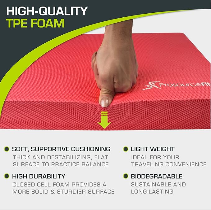 ProsourceFit Exercise Balance Pad – Non-Slip Cushioned Foam Mat & Knee Pad for Fitness and Stability Training, Yoga, Physical Therapy