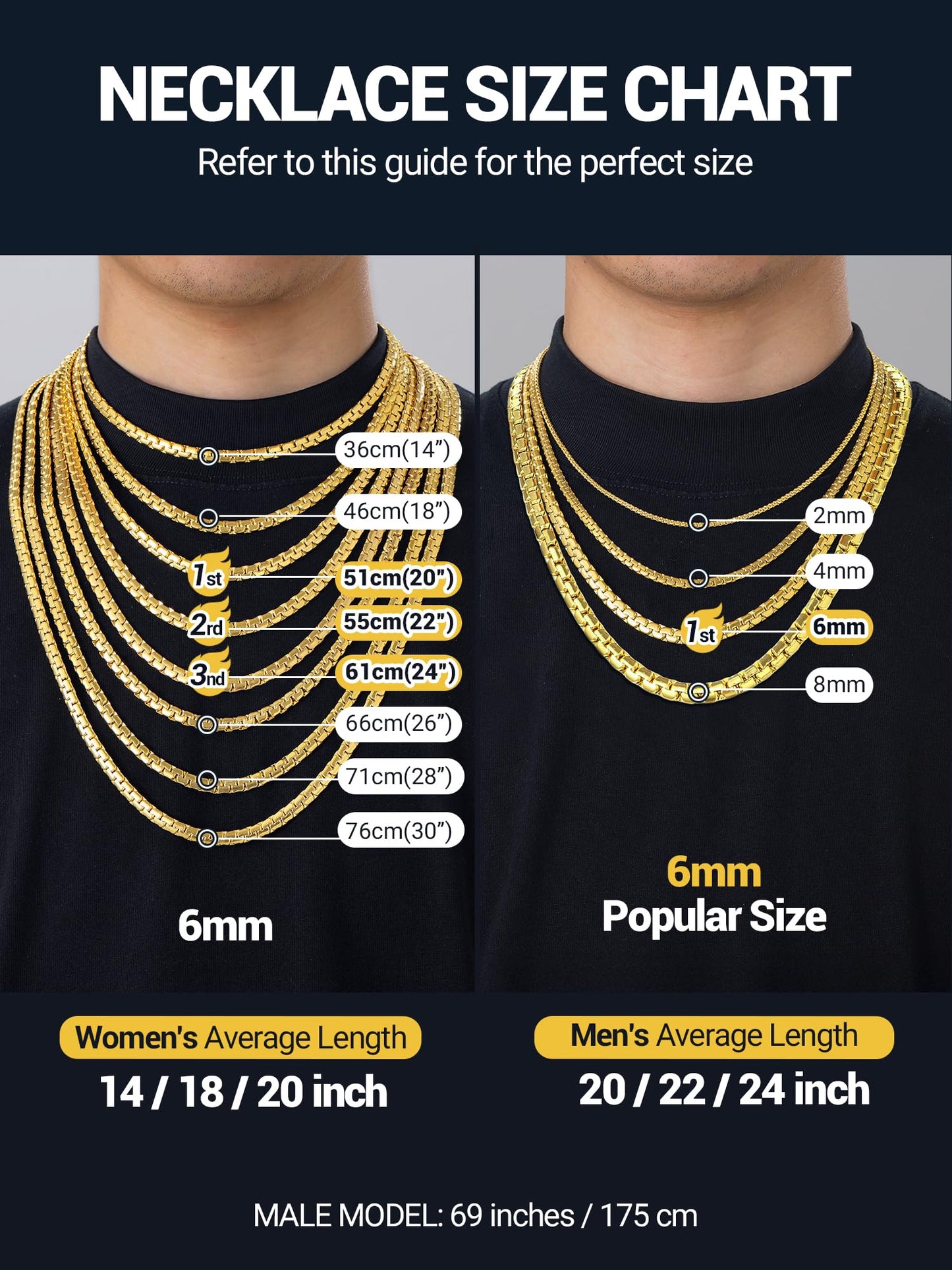 PROSTEEL Mens Gold Chain Gold Necklace Stainless Steel Gold Rapper Chain Aesthetic Jewelry 22inch