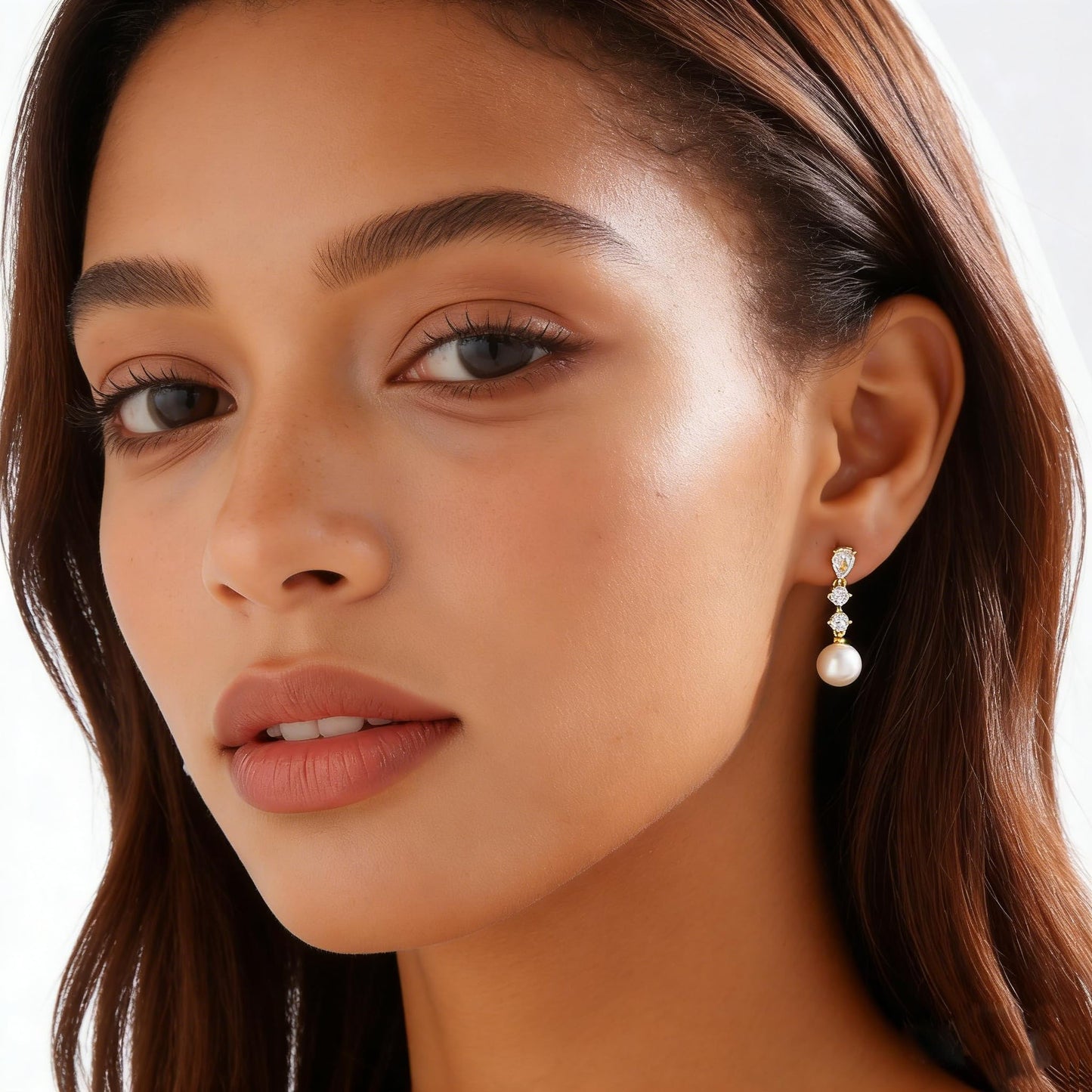 Pearl Earrings for Women Dainty Diamond Flower Earrings 14k Gold Plated Dangle Earrings for Women Weddings Gifts Bridesmaid Gifts