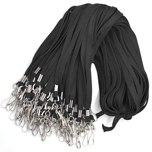 Bird Fiy Black Lanyard 100 Pack Bulk Badge Lanyards for ID Badges Neck Cruise Name Tag ID Holder