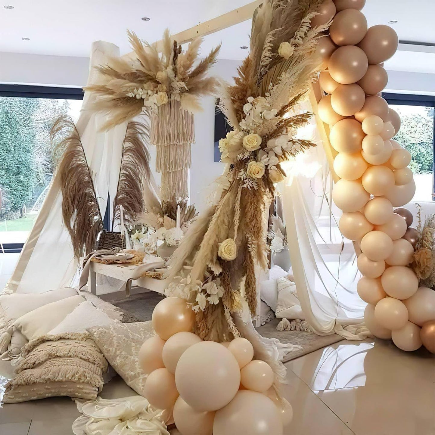 PartyWoo Nude Balloon Arch Kit - 155pcs in 5-18 Inch Sizes | Boho Fall Decorations for Graduation & Baby Showers