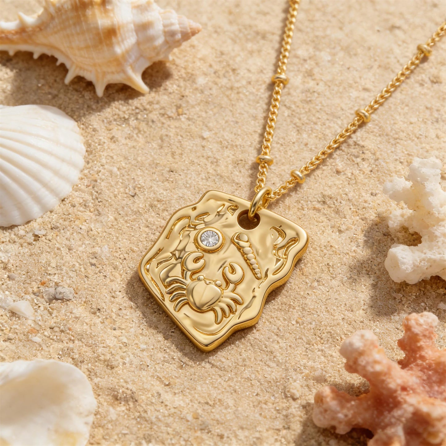 MEVECCO Dainty Gold Crab Pendent Necklace for Women 18K Gold Plated Beach Cute Crab Necklace Boho Handmade Ocean jewelry