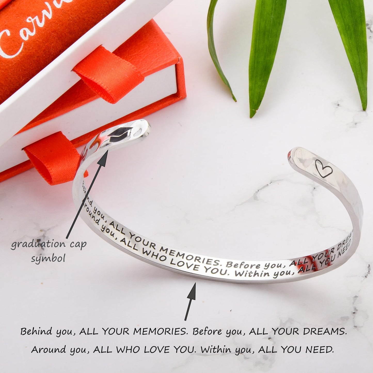 Carviell Bracelet Graduation Gift for Women, Class of 2026 Grad Gifts for Teens, Masters Degree, Doctorate, College, High School Gift, Behind you, All Your Memories. Before you