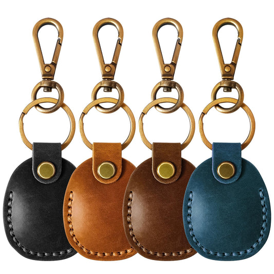Compatible with Air Tag Holder Case Keychain, Genuine Leather for Air Tags Keychain Holder for Kids, Bags4 Pack