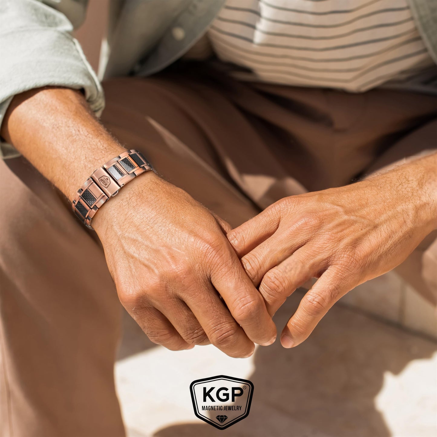 KGP® Strength Magnetic Copper Bracelet for Men, 99.99% Pure Copper Therapy Wristband with 3800 Gauss Magnets, Adjustable Mens Copper Magnetic Bracelet for Pain Relief & Wellness Jewelry Gift