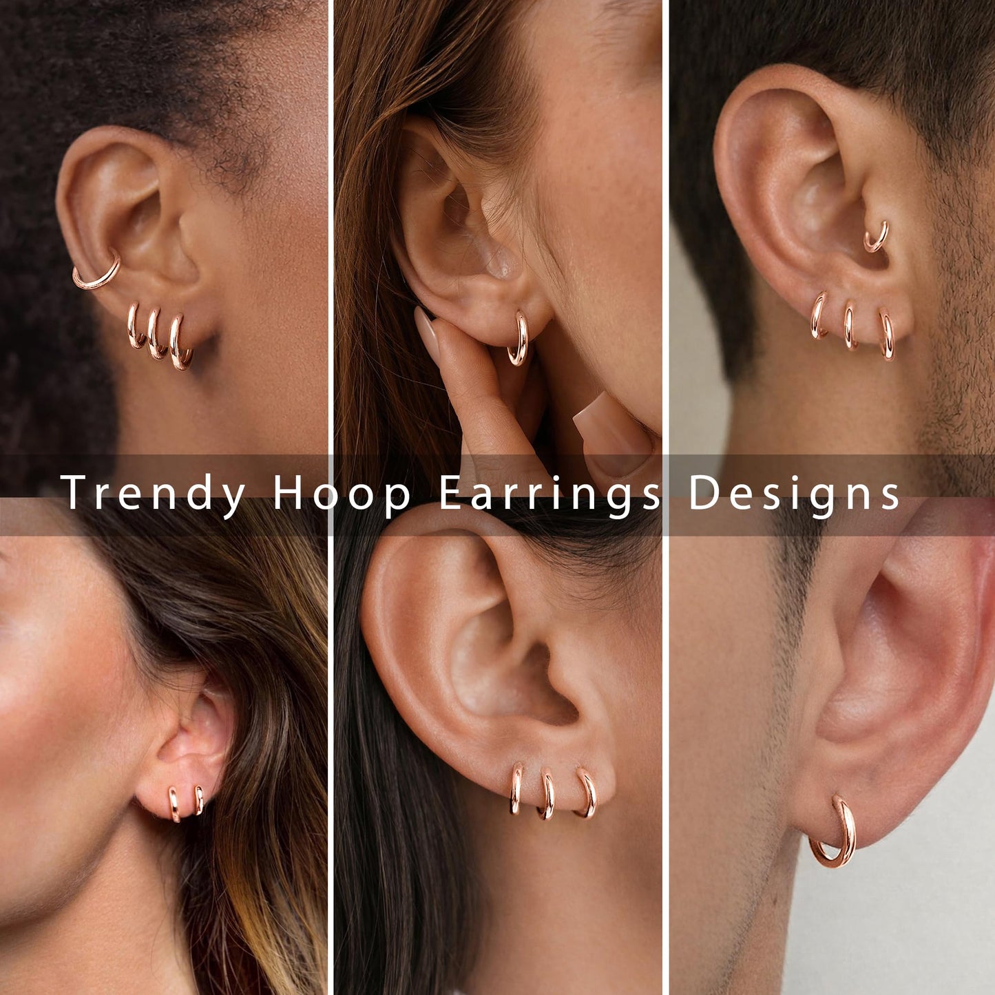 Gokeey Small Gold Hoop Earrings Set for Women, 14K Gold Plated Huggie Hoop Earring, HypoallergenicLightweight Hoop Earrings Jewelry for Gifts 4 Pair
