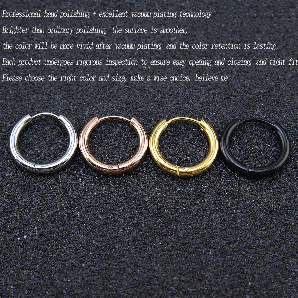 316L Surgical Stainless Steel Huggie Hoop Earrings 6mm Rose Gold Hypoallergenic Earrings Hoop Cartilage Helix Lobes Hinged Sleeper Earrings For Men Women(A04:6mm Rose Gold(THK 2.0mm))
