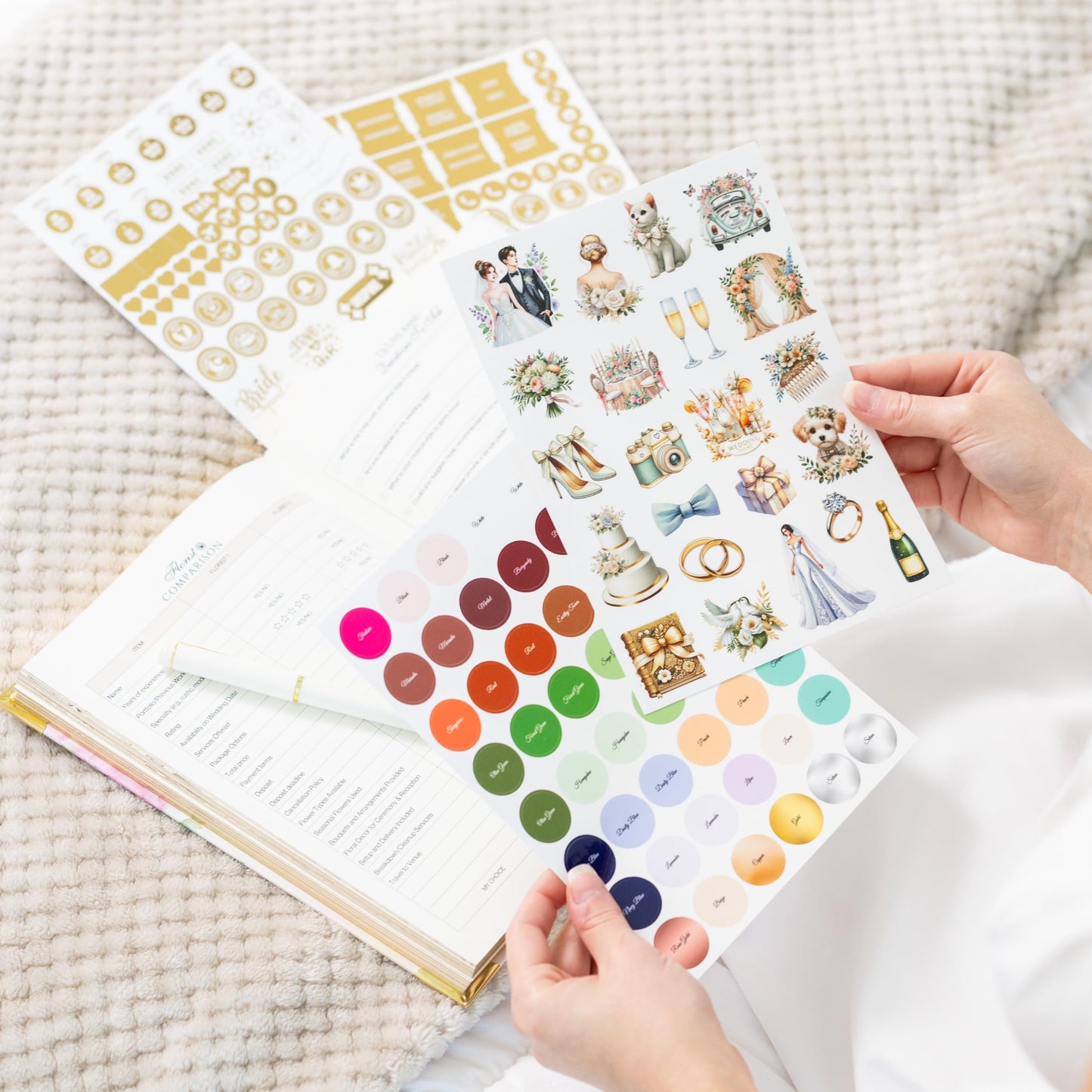 Simar Shop Wedding Planner Book and Organizer – Luxury Floral Hardcover Bridal Planner 9.45 x 7.09 in with Stickers, Pen & Box – Engagement Gift & Bride-to-Be Keepsake – 229 Pages, Tips, Budget Tracker & Calendar