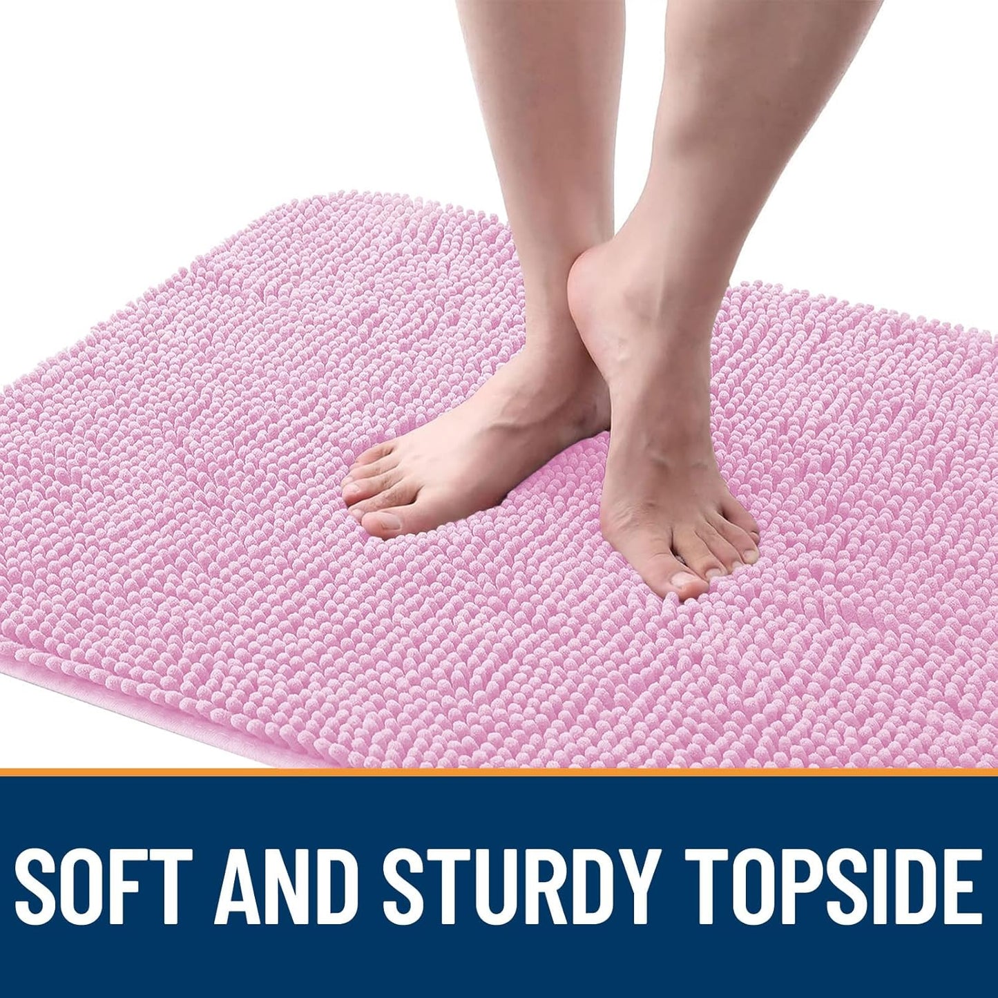 OLANLY Dog Door Mat - Absorbent Non-Slip Chenille Mat for Muddy Paws | 59x32 Inches, Quick Dry, Pink