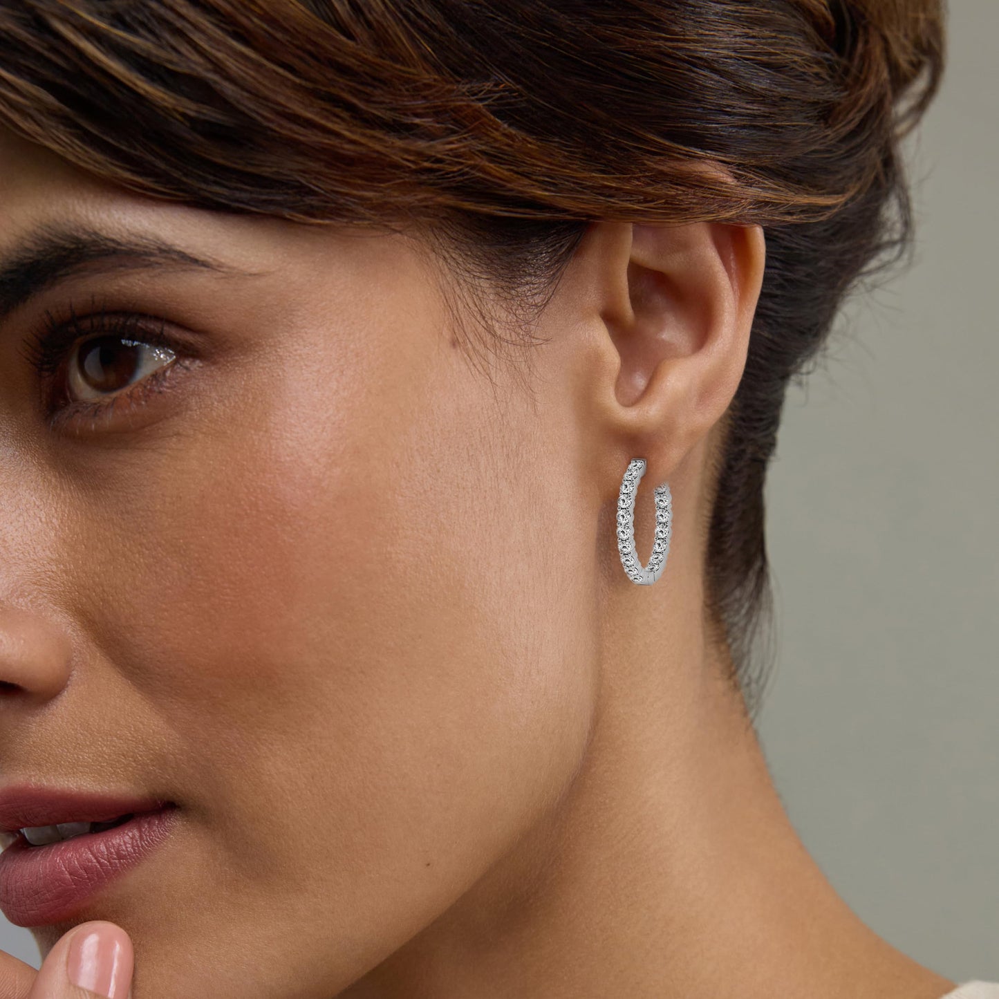 Belacqua 3 Carat Round Lab Grown Inside Out Diamond Hoop Earrings in Sterling Silver, Color J-K, Clarity I1-I2, Prong Set, 2.90MM Width, 26.80MM Height, Fine Jewelry for Women, Gift Box Included