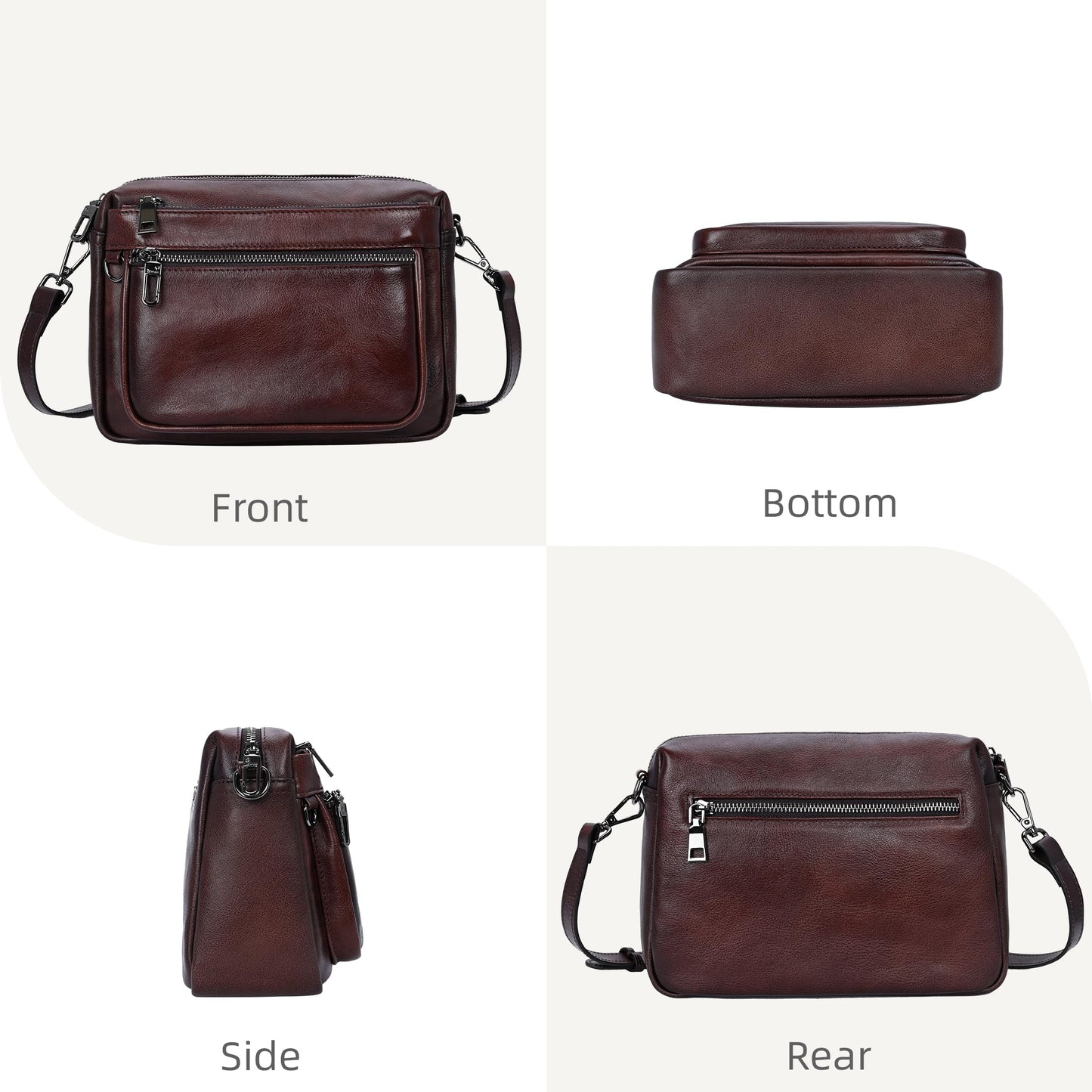 Iswee Crossbody Bags for Women Rfid Travel Medium Leather Purse and Handbag Shoulder Bag with Adjustable Strap Multiple Pockets Triple Zip Ladies Pocketbooks