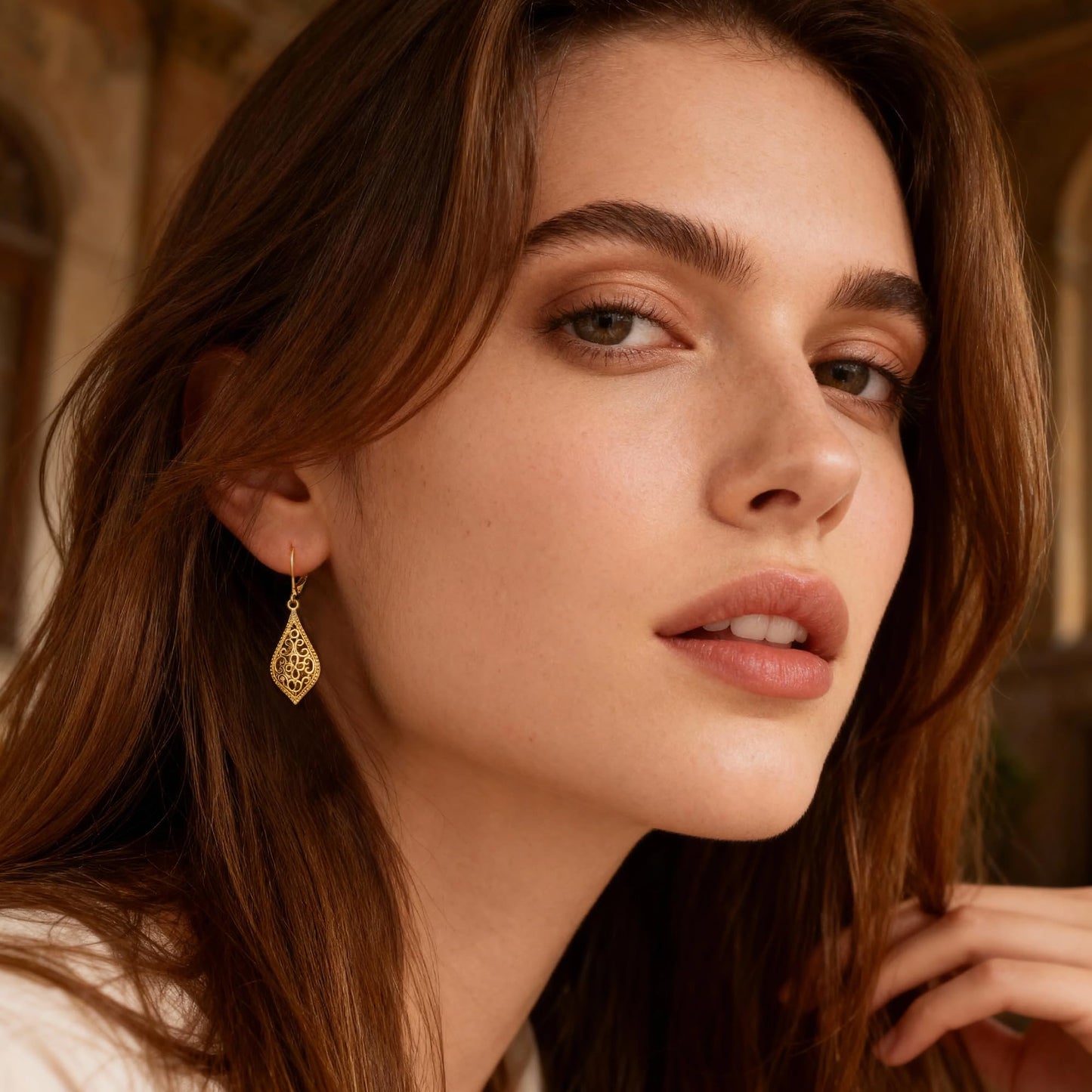 14K Gold Dangle Earrings for Women, Filigree Dangling Leverback Earrings, Gold Waterdrop Hypoallergenic Dangly Drop Earings for Women Trendy Jewelry Gifts