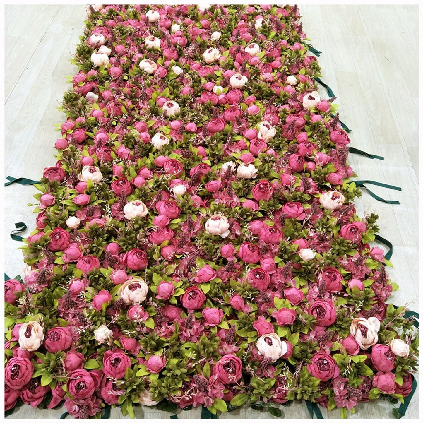 JIIPOREGJ Handmade Romantic Hydrangea Rose Peony Plant Wall Large Artificial Flower Wall Backdrop Panels,Rose Wedding Backdrop 3D Floral Wall Fabric Flower Wall for Part,One Color,1m*1m/3.28 * 3.28FT