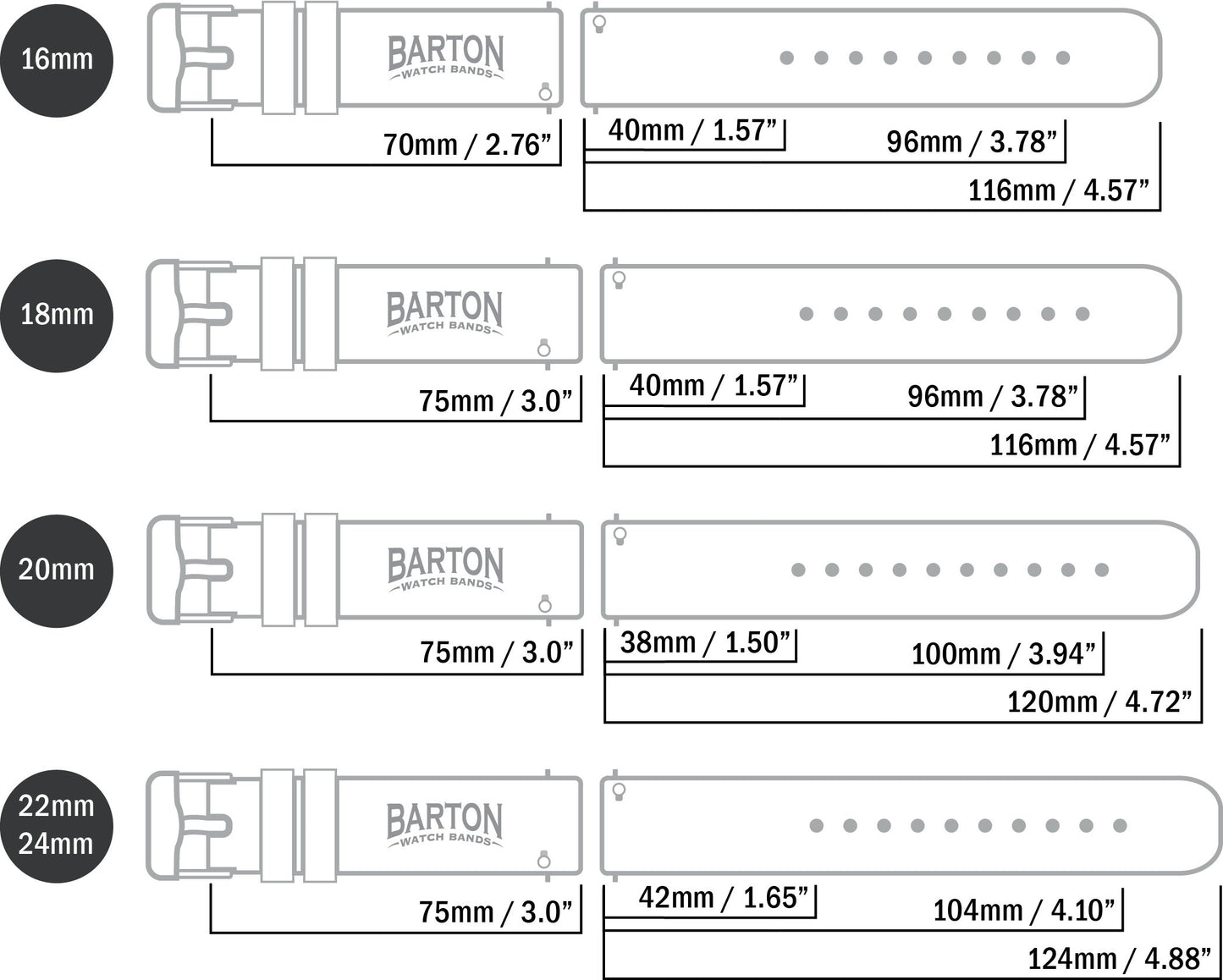 BARTON WATCH BANDS 18mm Black/Orange Stitching Quick Release Leather Black Buckle Watch Band Strap