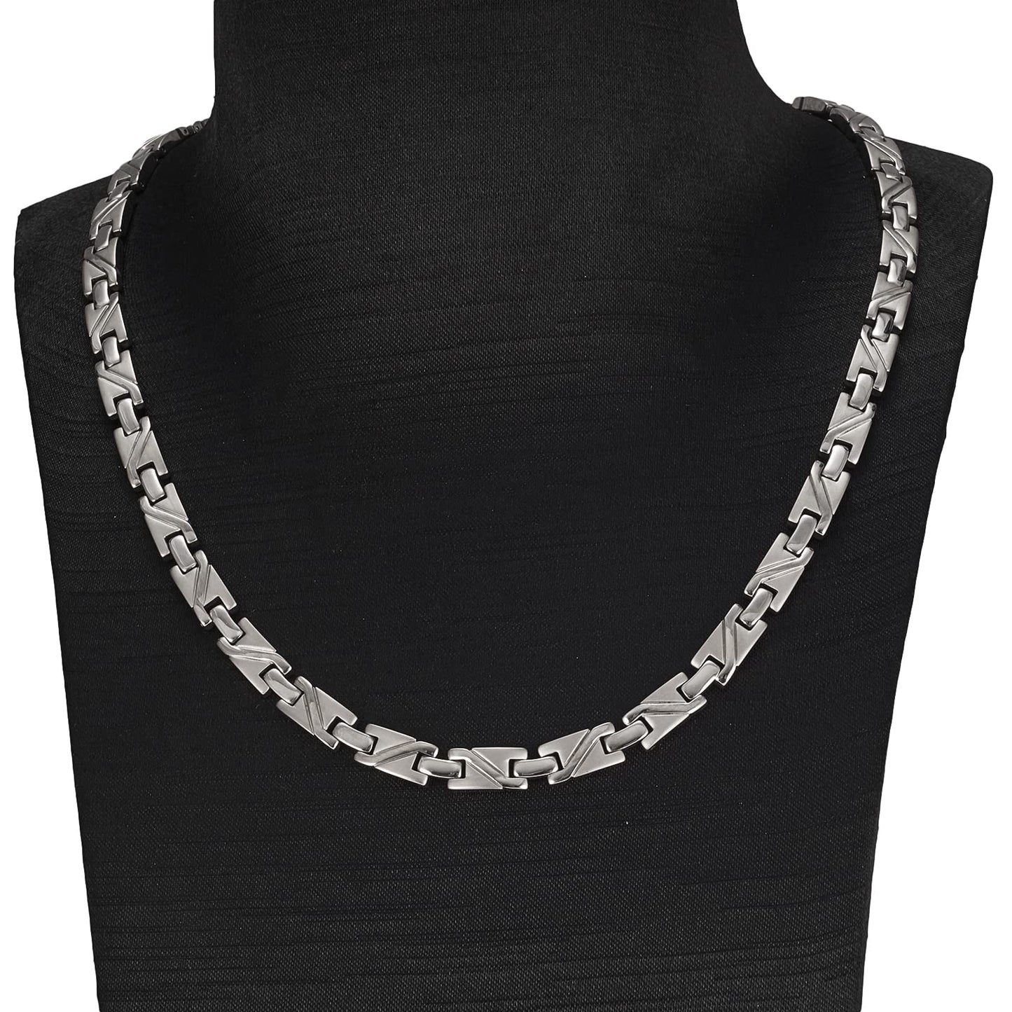 EnerMagiX Titanium Magnetic Necklace for Men and Women, Pure Titanium Silver Necklace, 3500 Gauss Magnets,Fashion Magnetic Jewelry
