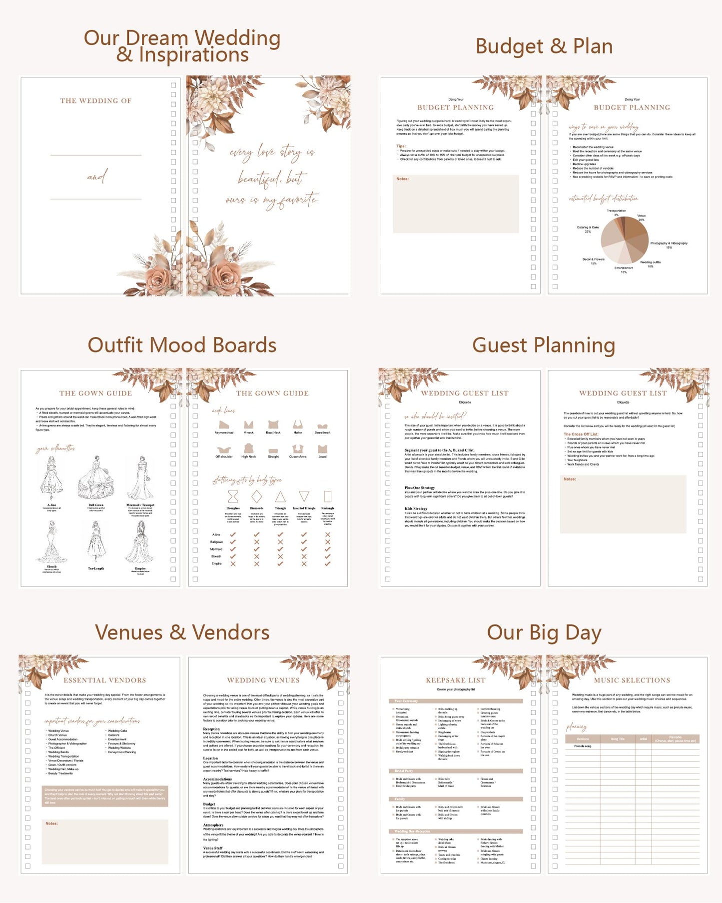 WeddingGiftsWedding Wedding Planner for Bride,Wedding Planning Book and Organizer,Wedding Binder Book with Pockets,Perfect Engagement Gifts for Newly Enaged Couples (Autumn)