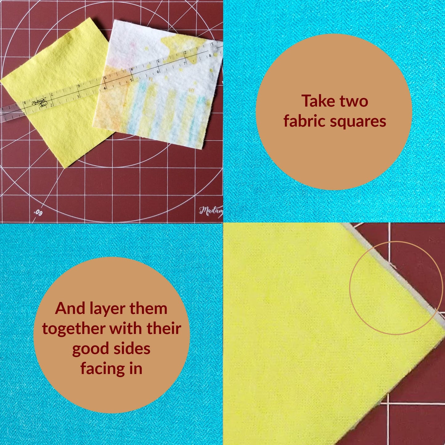 Madam Sew Exclusive | Quarter-Inch Patchwork Sewing Ruler Set | Includes 9" and 17" Quilting Rulers for Precise Marking and Measuring | ¼, ½, and 1" from Each Side | Non-Slip Coating Grips Fabric