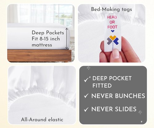 California Design Den Twin Cotton Sheet Sets - 400 Thread Count Soft & Breathable - 2 Deep Pocket Bright White Sets