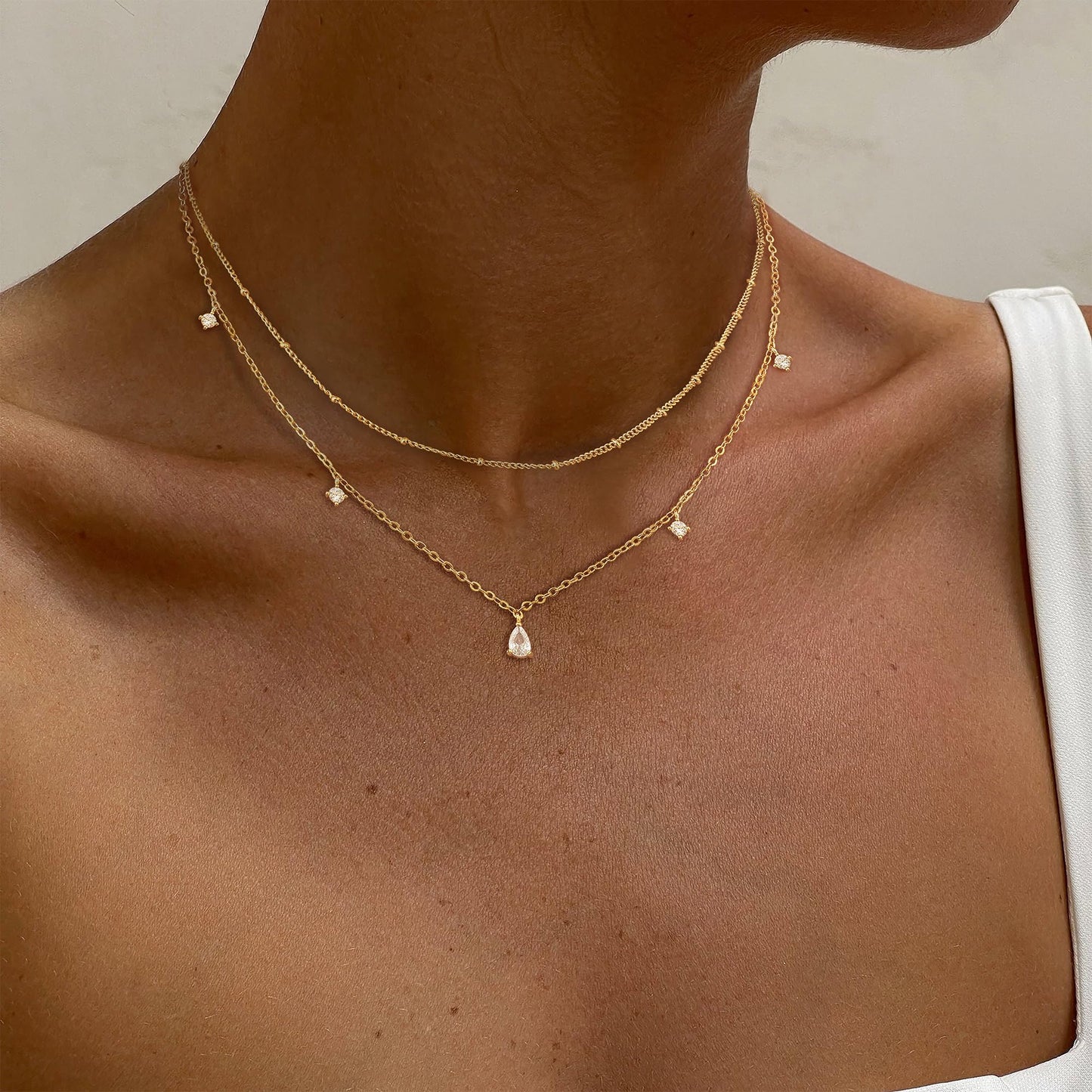 SELFROSE Layered Necklaces For Women,Dainty Gold Necklace Stack 14k Gold Plated CZ Layering Choker Necklaces For Women Trendy Simple Formal Choker Necklace Set Fashion Accessories Jewelry Set