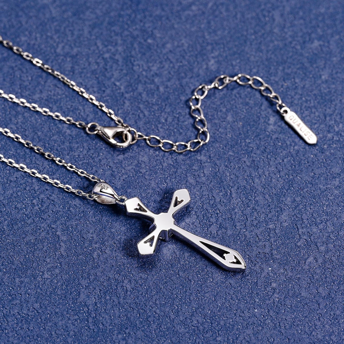 Dainty Cross Birthstone Necklace for Women,Sterling Silver Simulated Diamond April Birthstone Pendant,First Communion Faith Jewelry Religious Gifts on Birthday Mother's Day for Her/Wife/Mom/Sister