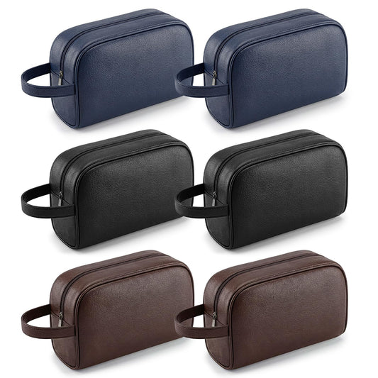 6 PCS Leather Toiletry Bag Bulk, Personalized Toiletry Bag for Men PU Leather Groomsmen Bags Waterproof Travel Toiletries Bags Large Capacity for Organization of Toiletries and Cosmetics-3 Colors