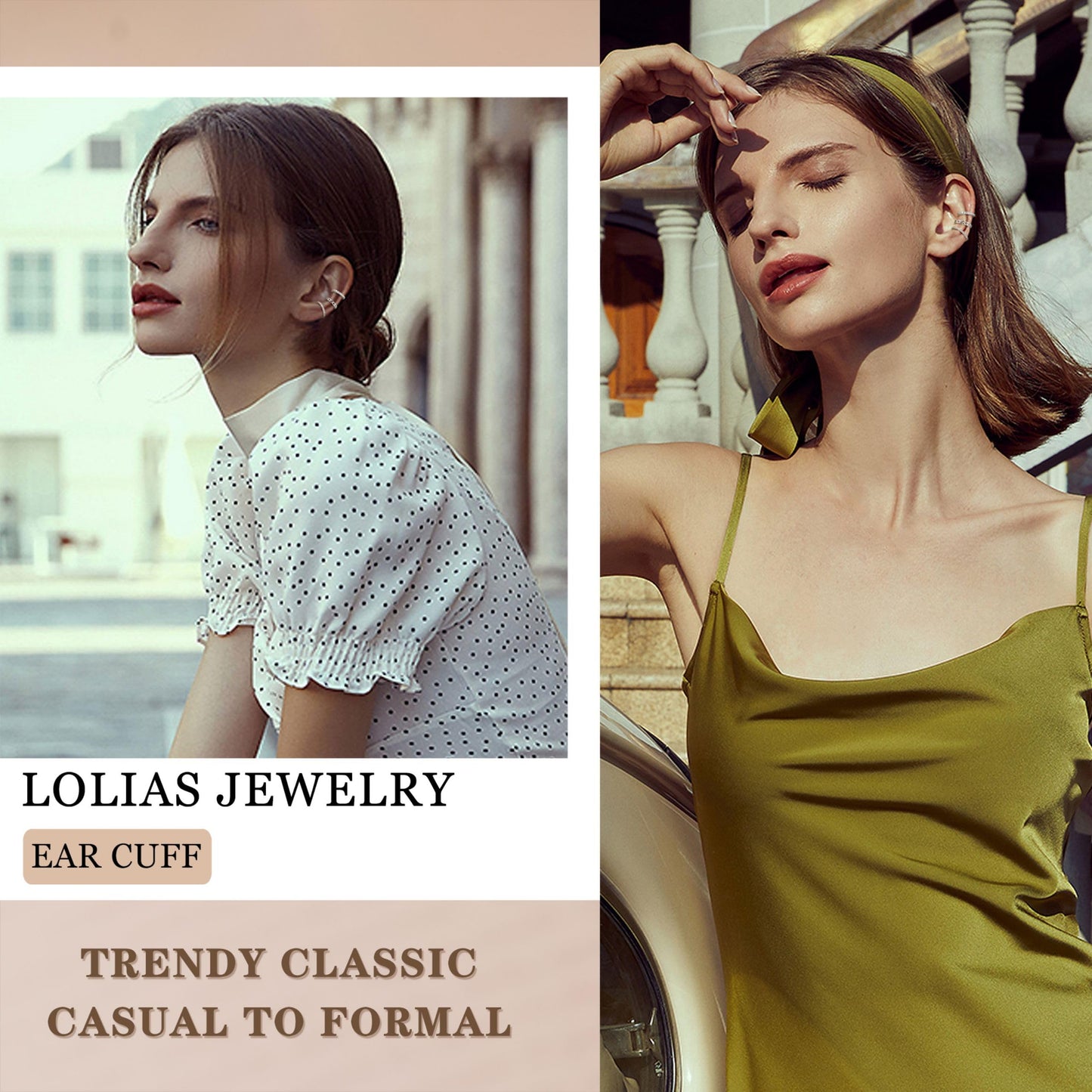 LOLIAS Ear Cuff Earrings for Women Non Piercing Silver Ear Cuffs White Gold Plated Ear Cuff for Non Pierced Ears Clip on Cartilage Earring Fake Earrings