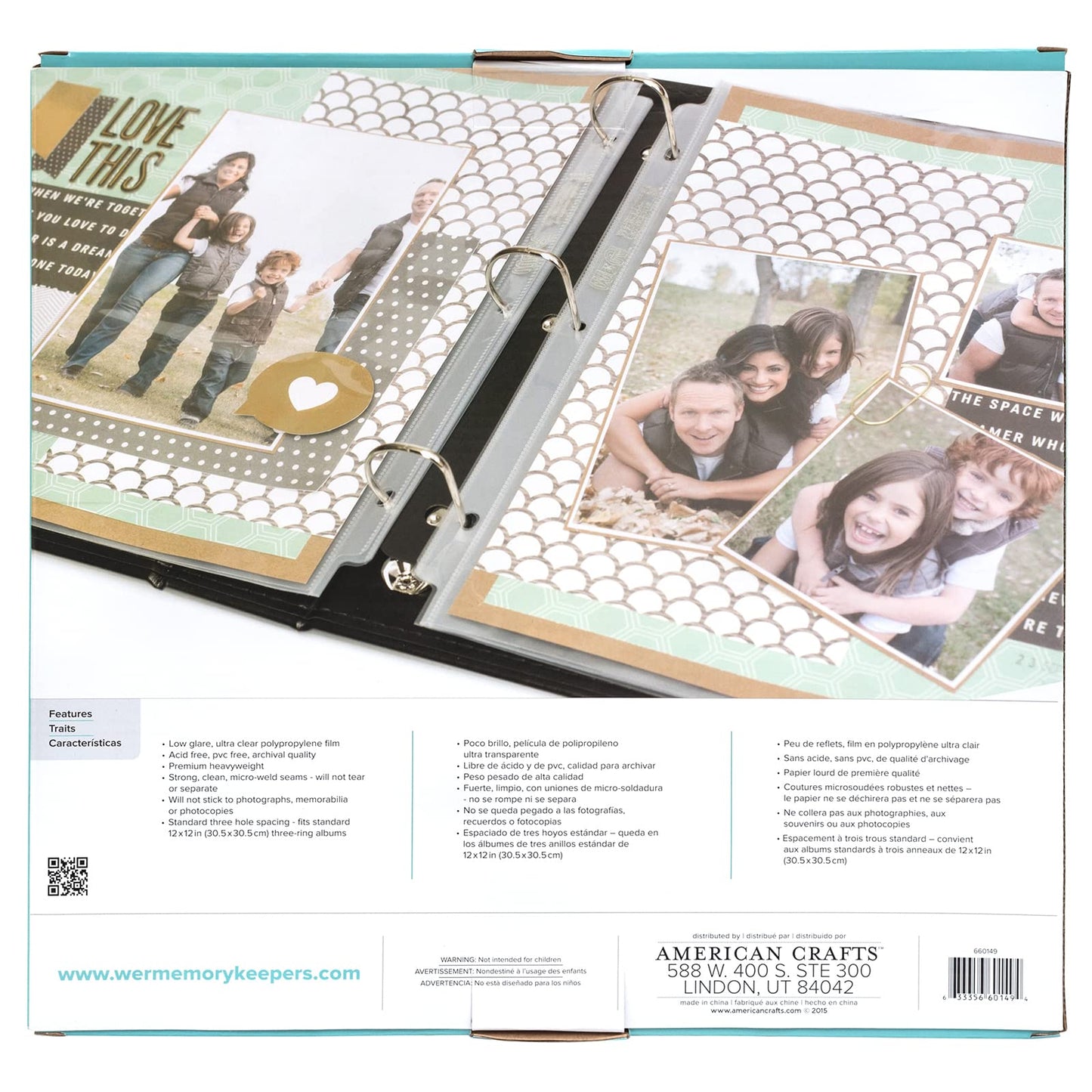 We R Memory Keepers, Page Protector Sleeve Set,12 x 12, Includes 50 Pages, Non-Glare, Compatible with Most 3 Ring Albums, Perfect for Scrapbooking, Document Storage and More