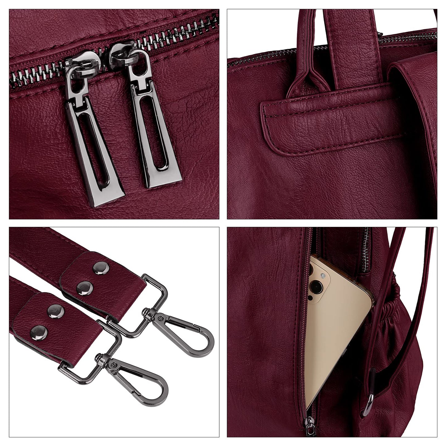 Uromee Travel Backpack Purse for Women Vegan Leather Ladies Fashion Tassel Shoulder Bag Convertible