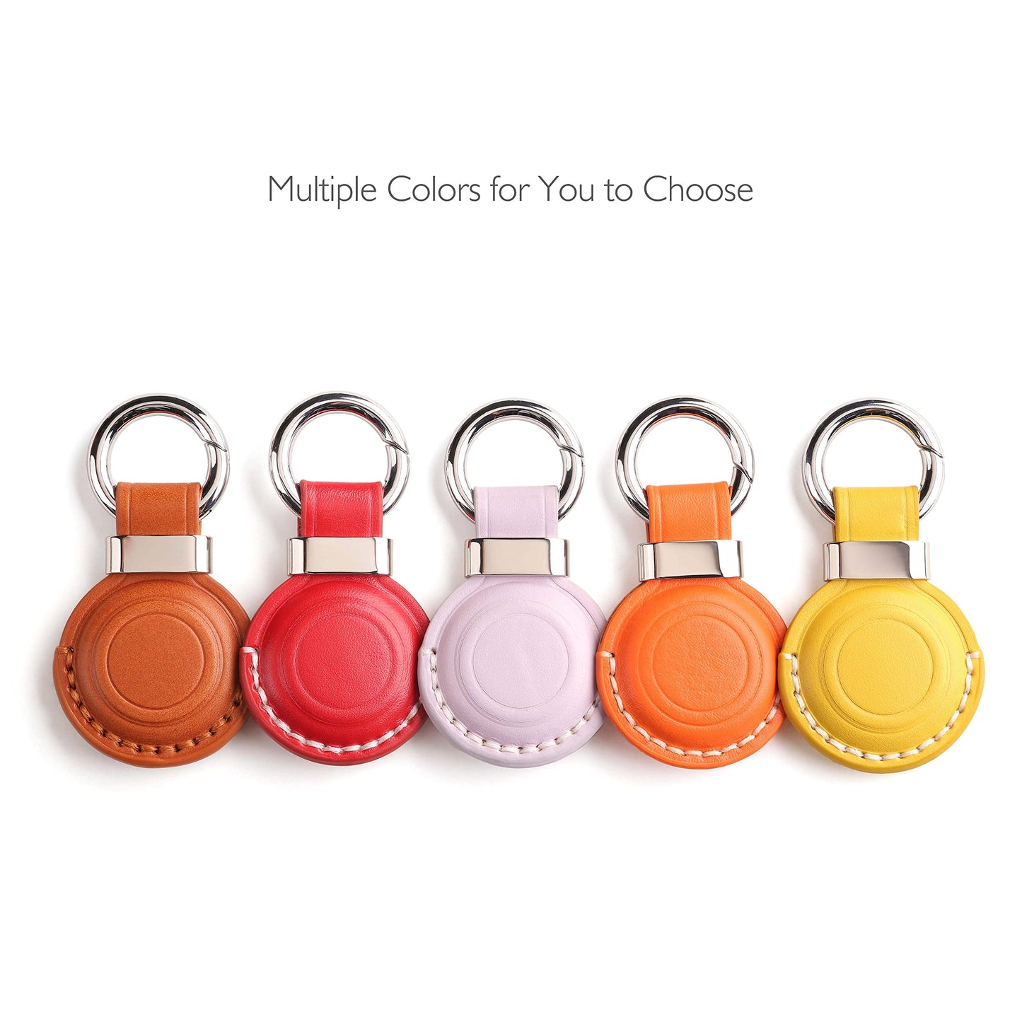 LQU Genuine Leather Keychain Holder Compatible with Airtag, Secure Air Tag Keychain Holder Case Cover Key Chain Ring Accessories for Air Tag - Purple V2.0