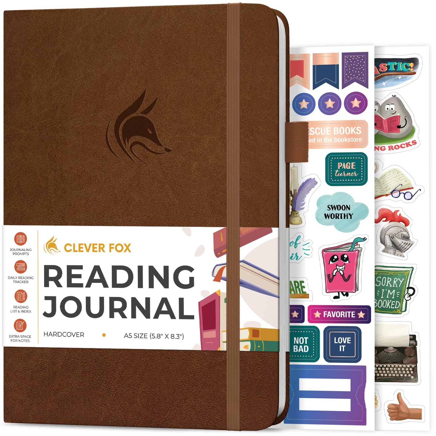 Clever Fox Reading Journal – Book Review Log – Gift Accessories for Reading Lover – Book Journal for Kids & Adults – A5, 5.8”x8.3” (Brown)
